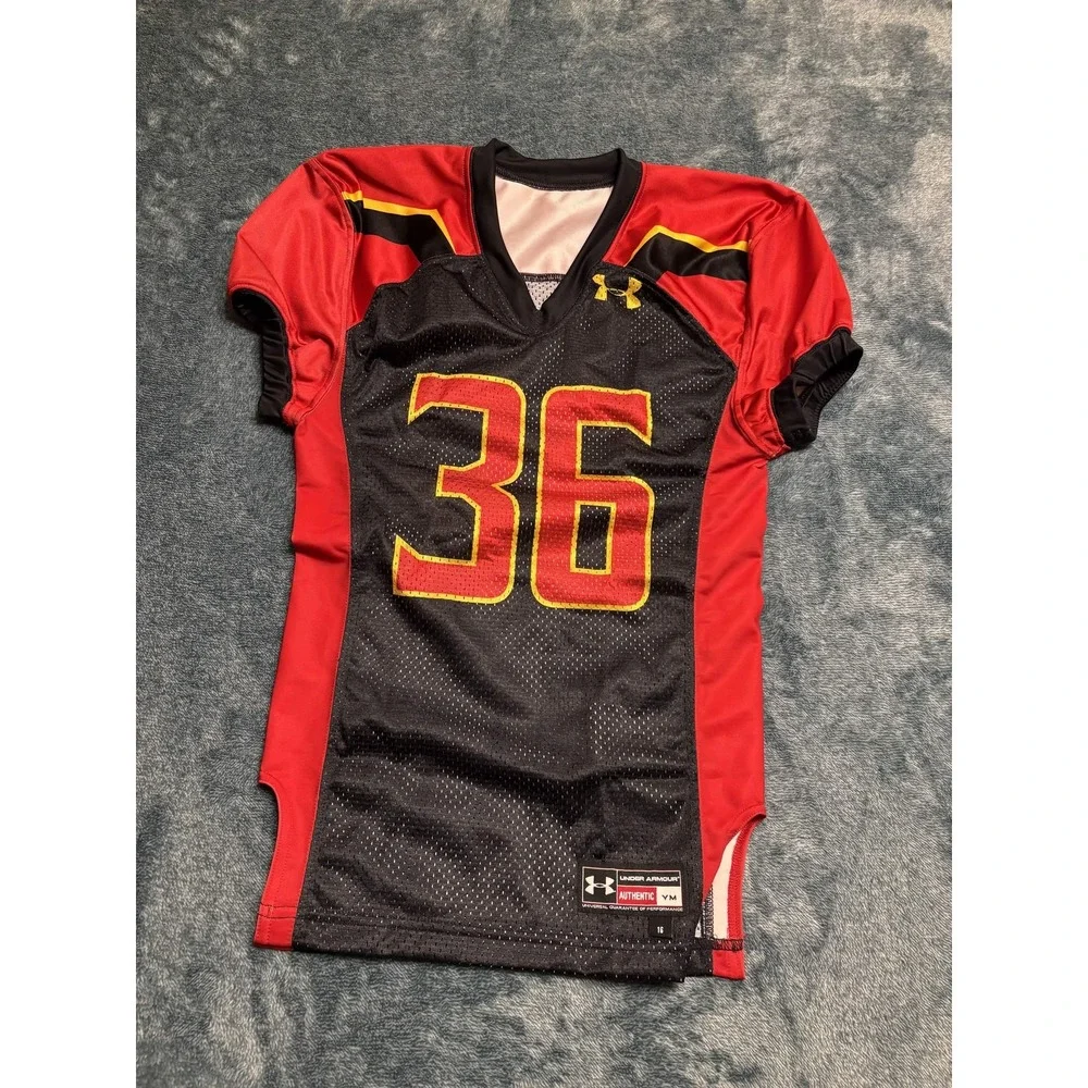 Under Armour Football Jersey Ym Black 36 Redyellow Accents